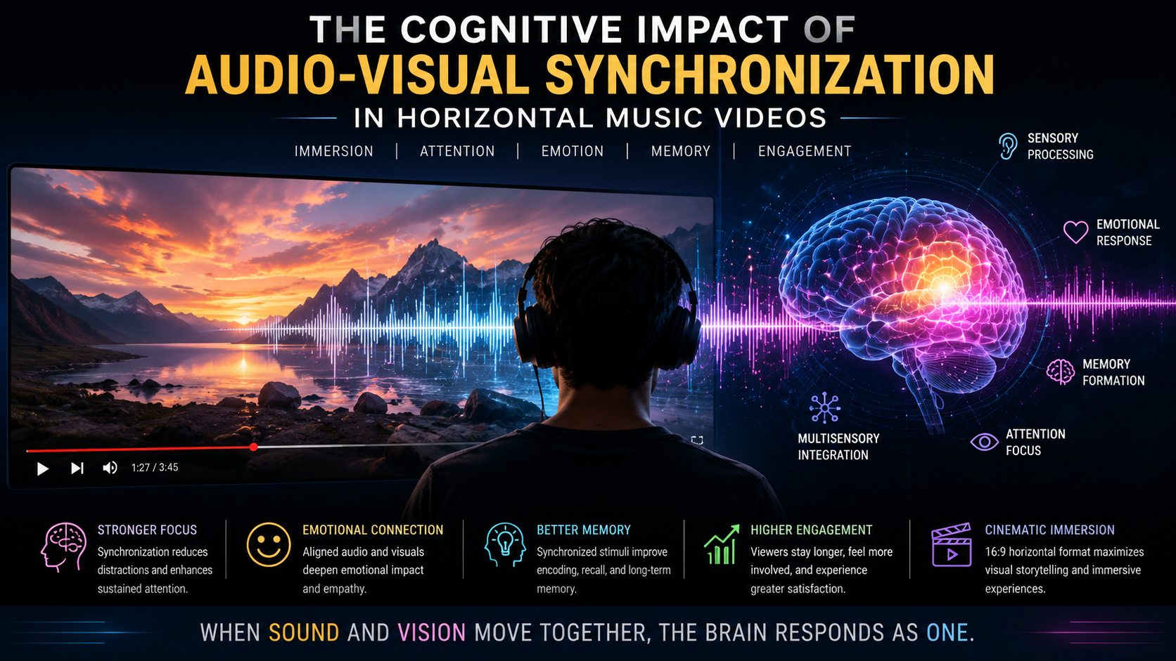 The Cognitive Impact of Audio-Visual Synchronization in Horizontal Music Videos