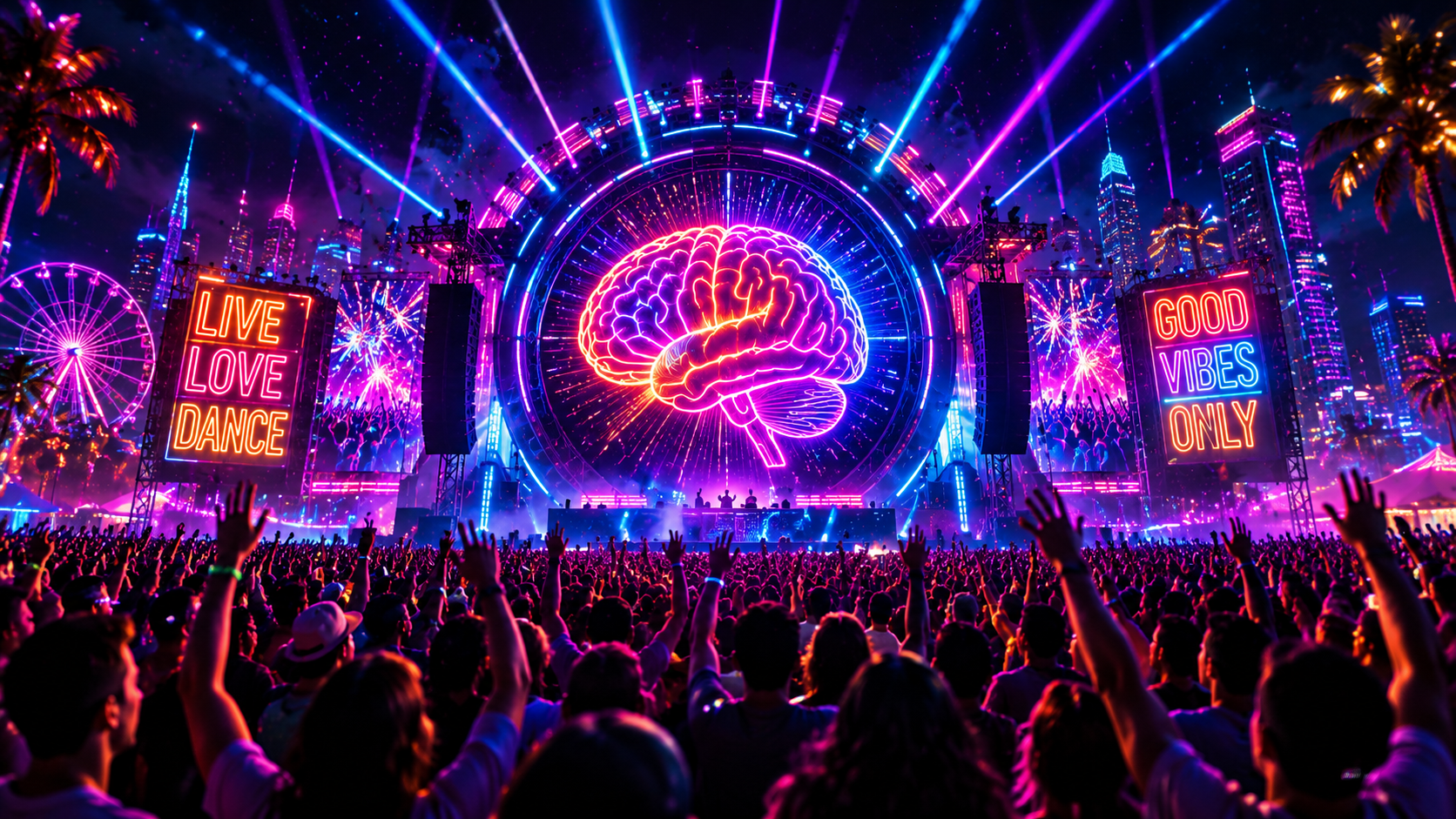 How Neon Lighting and Upbeat Festival Rhythms Stimulate Brain Dopamine